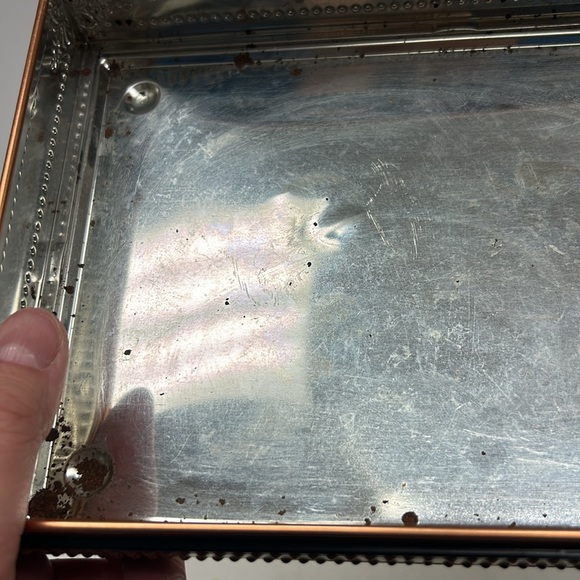 Vintage copper look  embossed ship  confectionery tin  with faux wood look - Picture 9 of 12